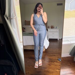 BCBGeneration Chambray Belted Jumpsuit